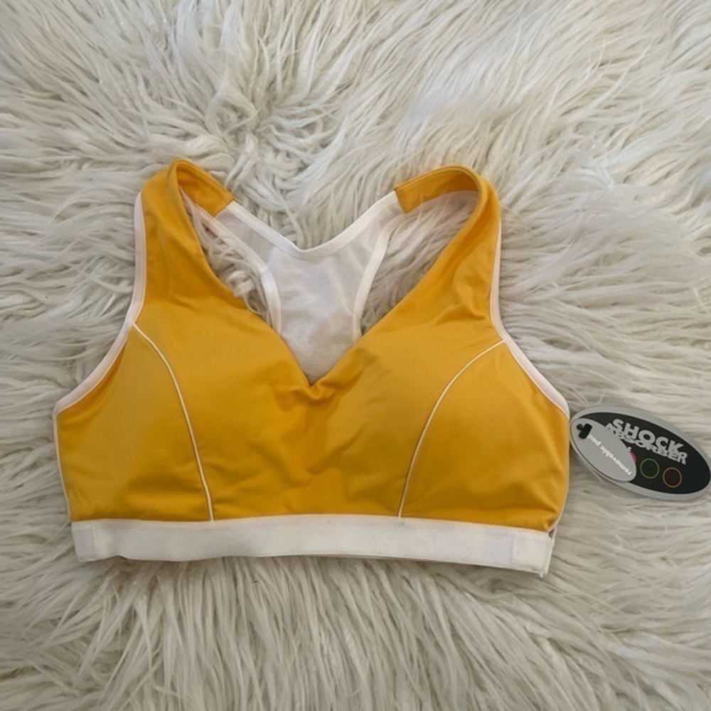 Shock Absorber yellow plunge sports bra medium support 36C NWT